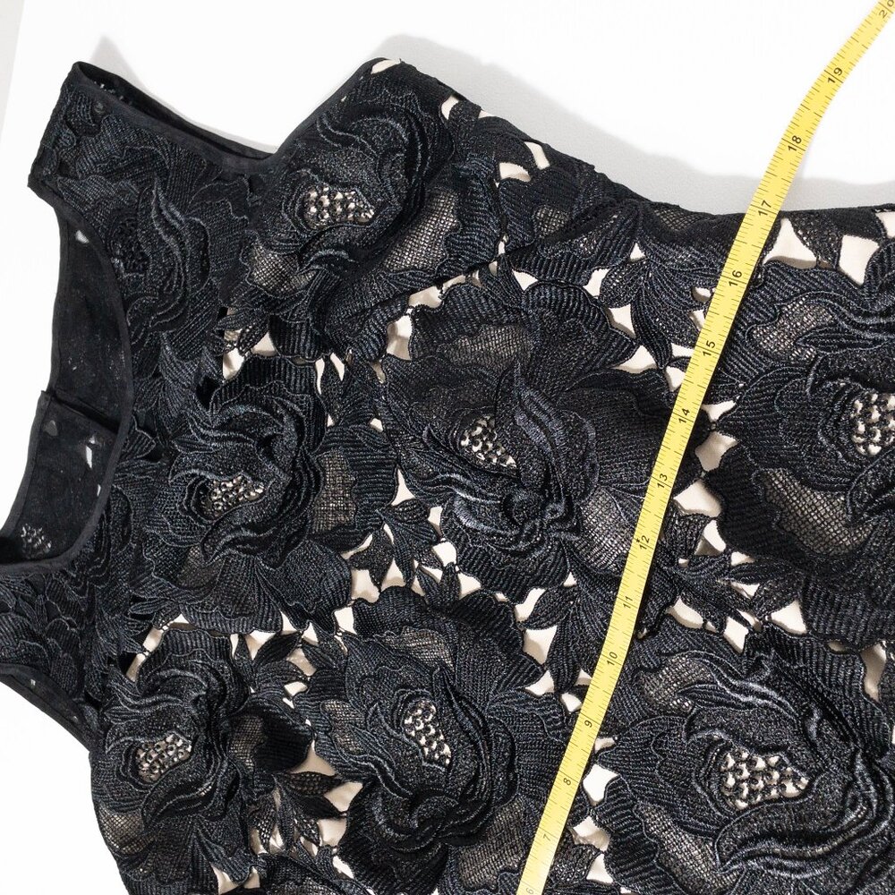 White House Black Market Lace Sleeveless Dress Black Floral Design 10 Formal - Picture 5 of 10